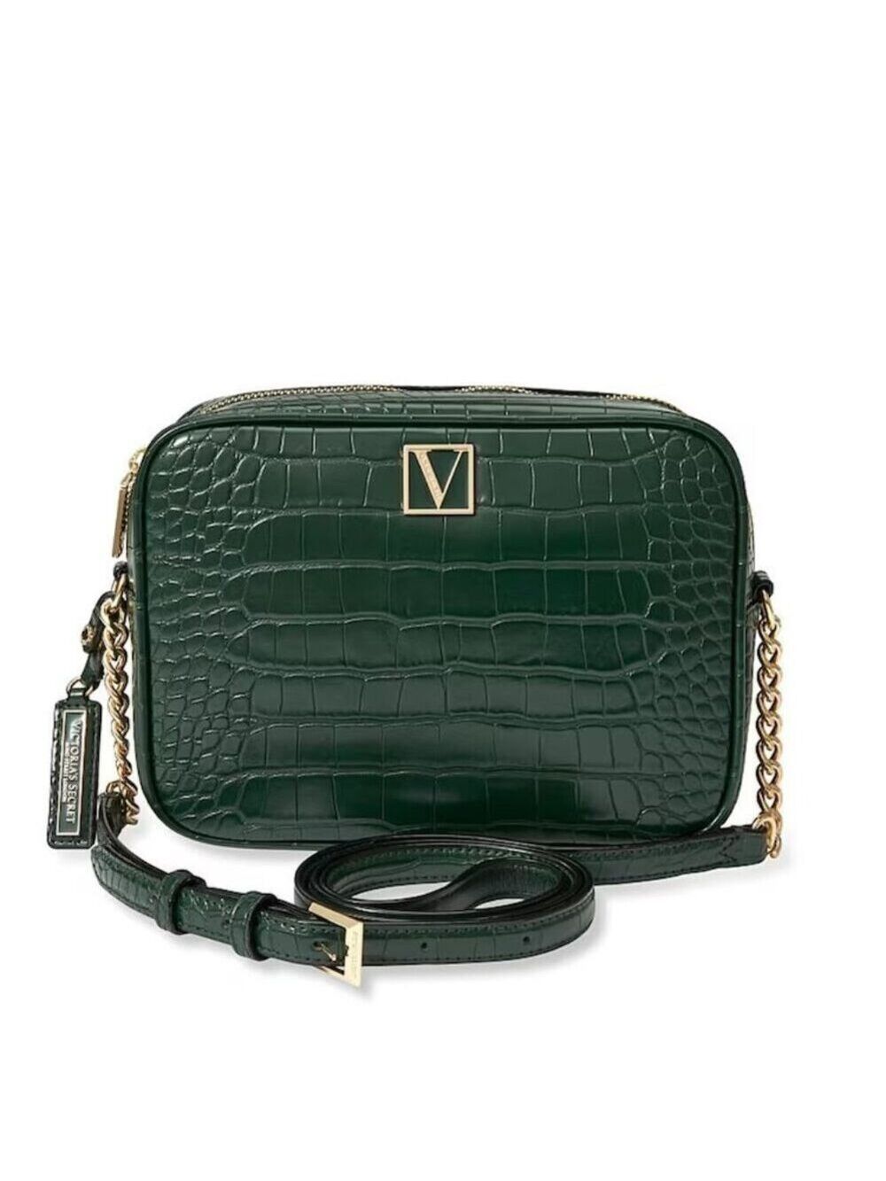Victoria's Secret Emerald Green Croc Crossbody Bag